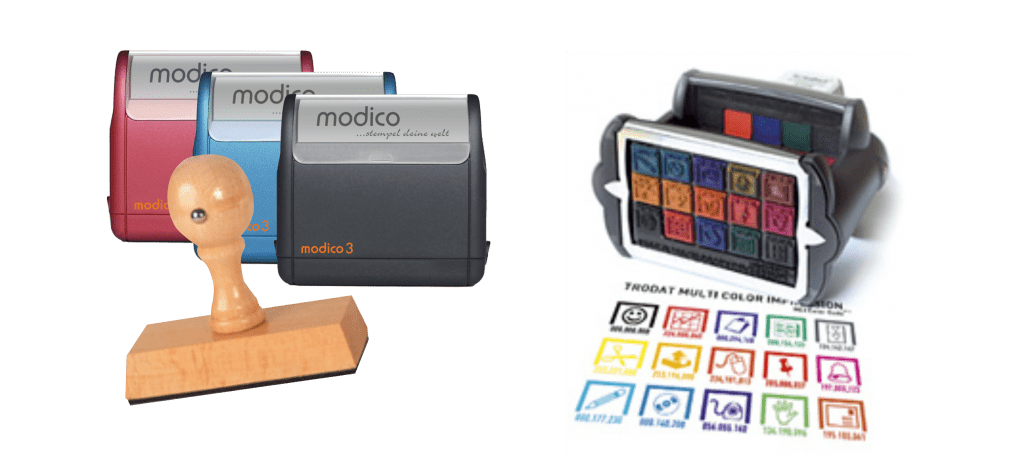 Verschiedene Stempel, Modico, Holz und Trodat